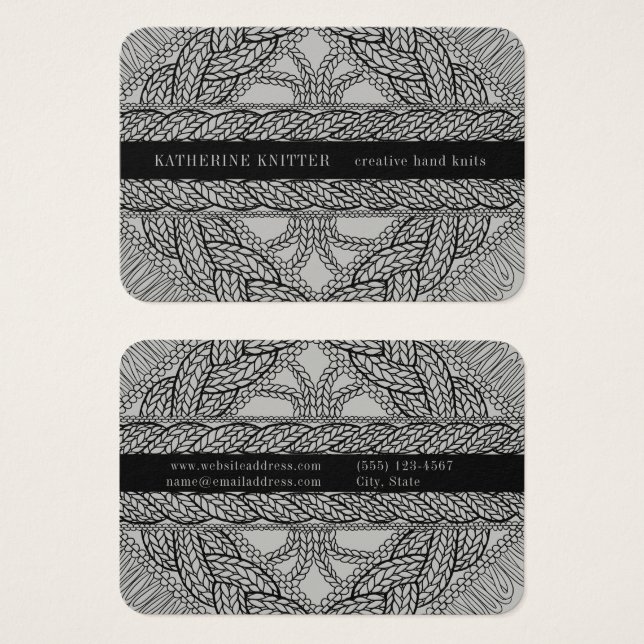 GRAY CABLE KNIT 3.5x2.5 Business Card (Front & Back)
