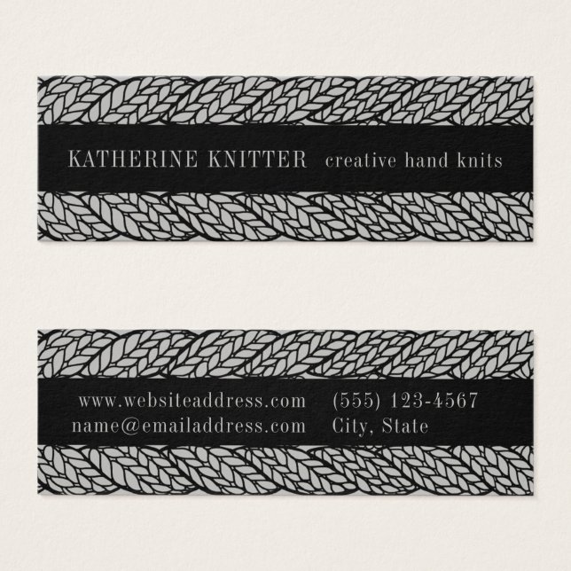 GRAY CABLE KNIT 3x1 Mini Business Card  (Front & Back)