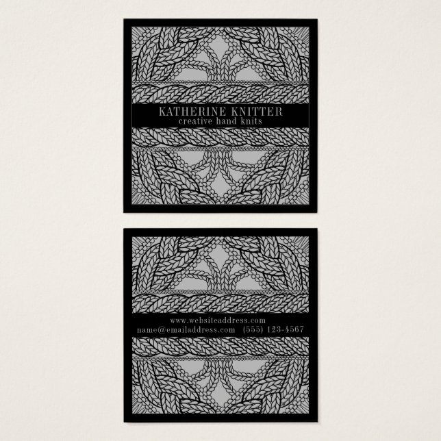 GRAY CABLE KNIT Square Business Card II (Front & Back)