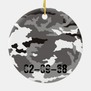 Gray camouflage pattern ceramic tree decoration