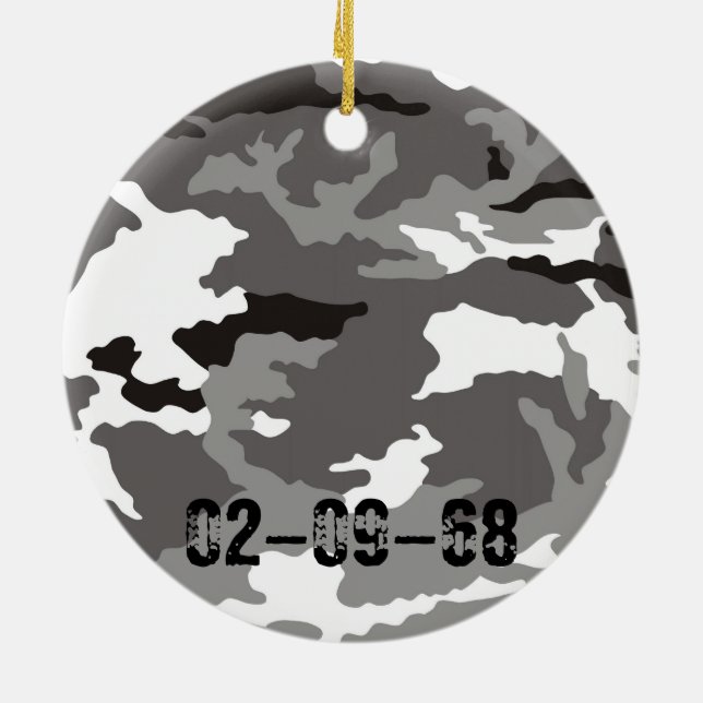 Gray camouflage pattern ceramic tree decoration (Back)