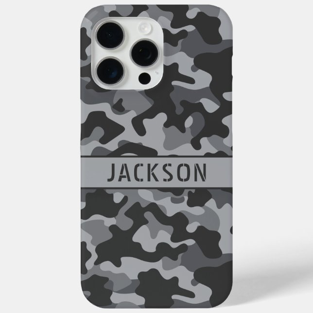 Gray Camouflage Personalized Case-Mate iPhone Case (Back)