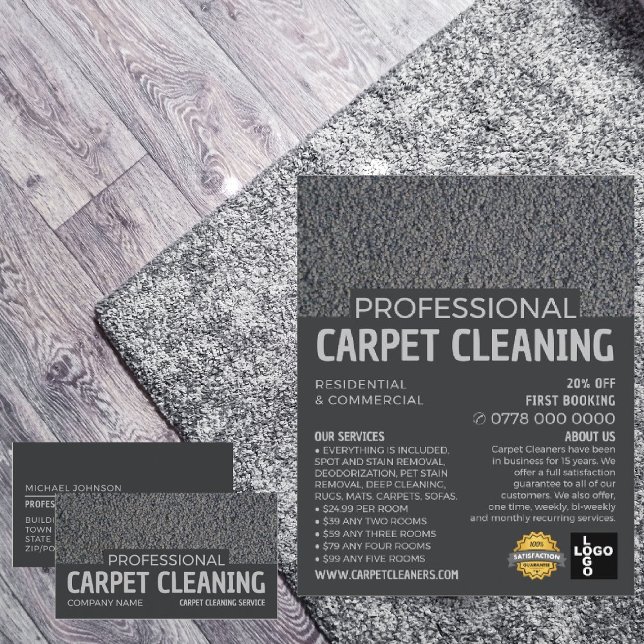 Gray Carpet, Carpet Cleaner, Cleaning Service Flyer (Creator Uploaded)