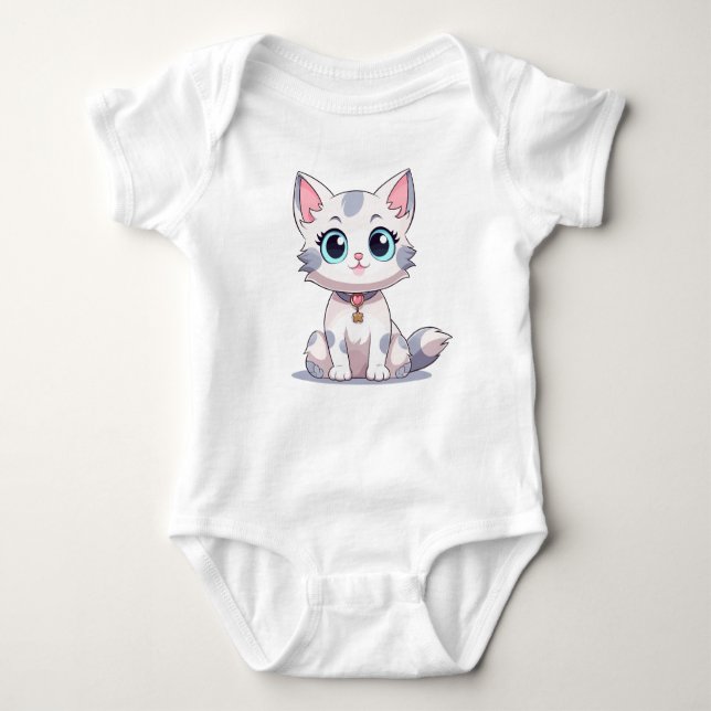 Gray Cat Baby Bodysuit (Front)