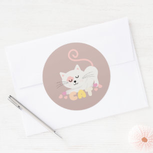 Gray Cat Classic Round Sticker