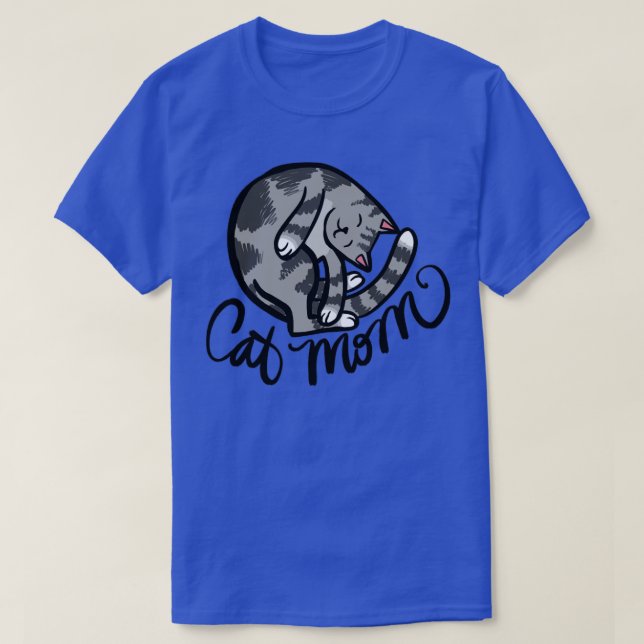 Gray Cat Mom T-Shirt (Design Front)