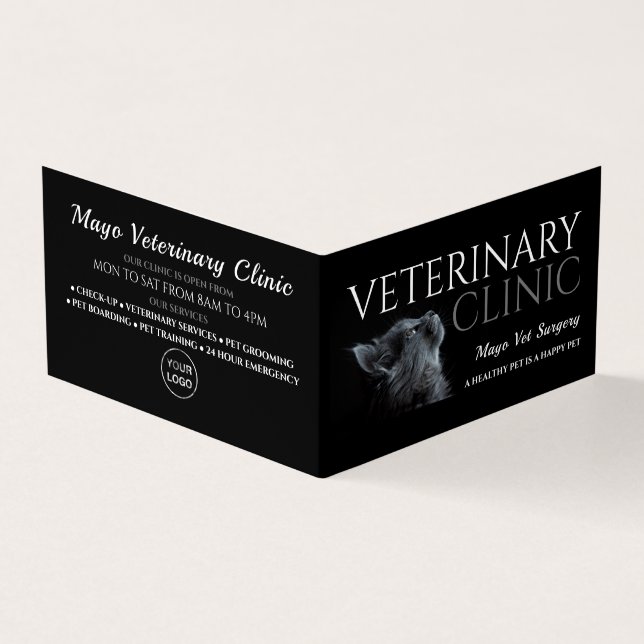 Gray Cat, Veterinarian, Veterinary Detailed Business Card (Outside)