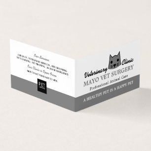 Gray Cat, Veterinarian, Veterinary Detailed Business Card