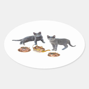 Gray Cats Tea Party Sticker