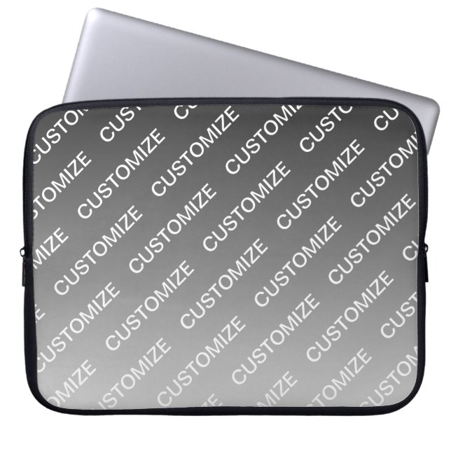 Gray (changeable color) Ombre & Text Pattern Laptop Sleeve (Front)