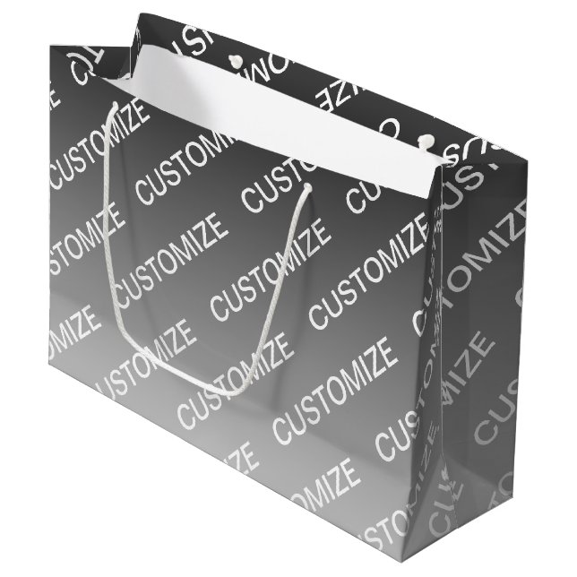 Gray (changeable color) Ombre & Text Pattern Large Gift Bag (Front Angled)