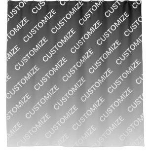 Gray (changeable color) Ombre & Text Pattern Shower Curtain