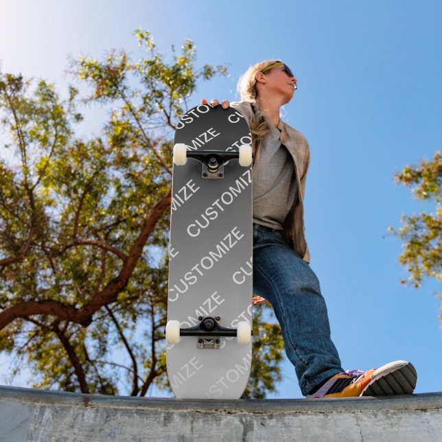 Gray (changeable color) Ombre & Text Pattern Skateboard (Outdoor 1)