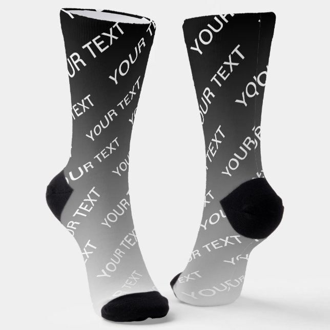 Gray (changeable color) Ombre & Text Pattern Socks (Angled)