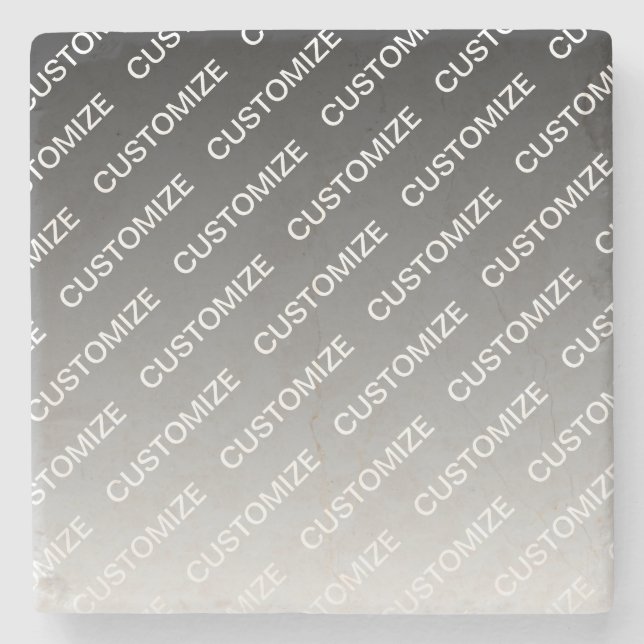 Gray (changeable color) Ombre & Text Pattern Stone Coaster (Front)