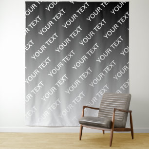 Gray (changeable color) Ombre & Text Pattern Tapestry