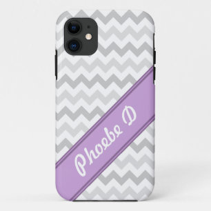 Gray Chevron Purple personalized iPhone 5 Case