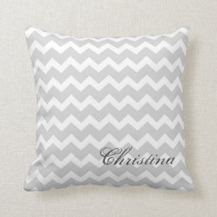 Gray Chevrons Pattern Monogram Pillow