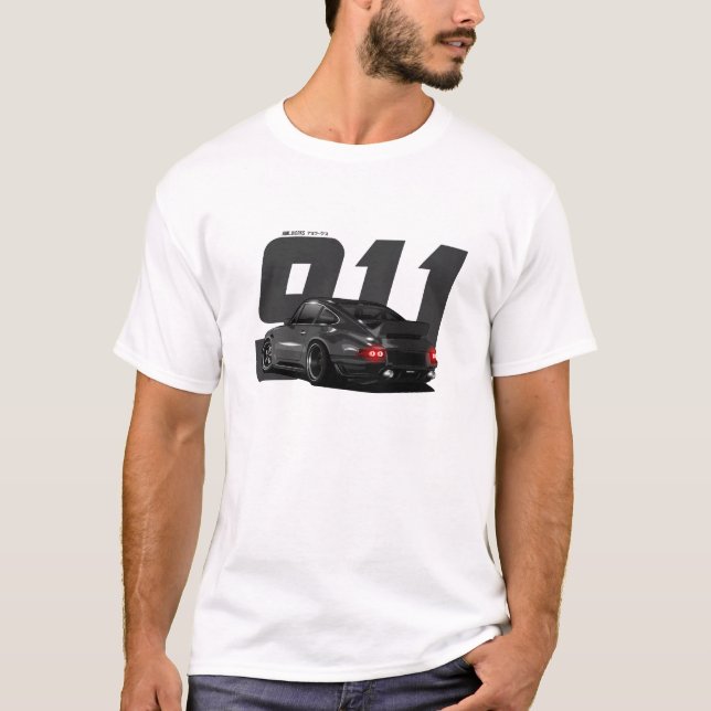 Gray Classic Retro German Sports Car Singer 911 T-Shirt (Front)