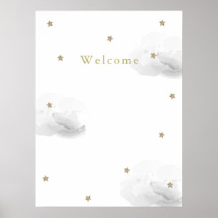 Gray Clouds & Gold Stars Welcome Poster