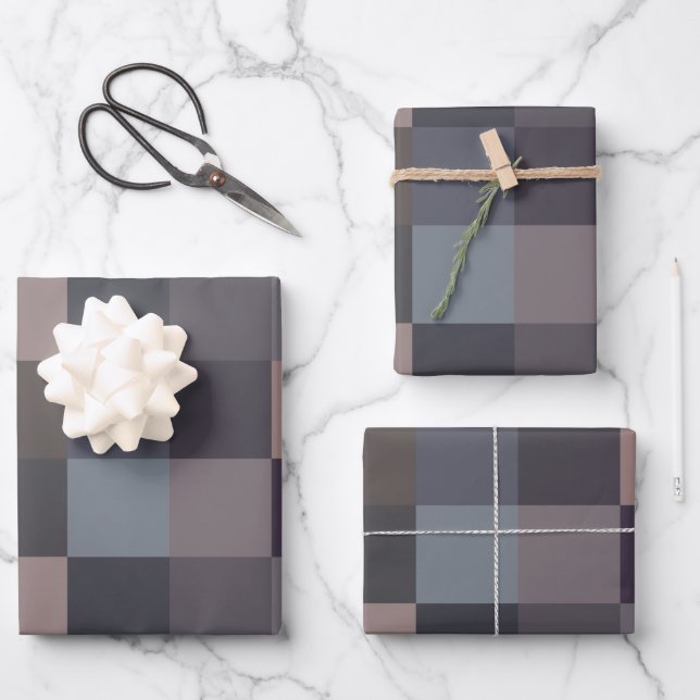 Gray Color Checkerboard Wrapping Paper Sheet (Front)