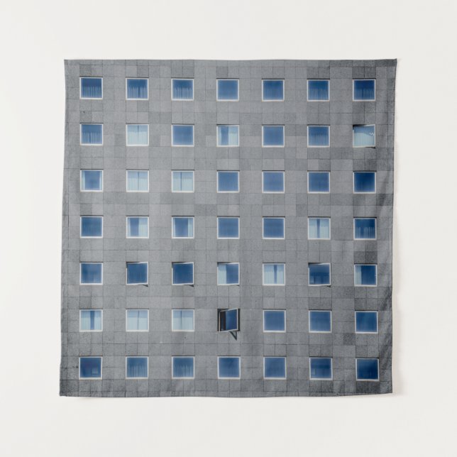 Gray concrete building photography tapestry (Front)
