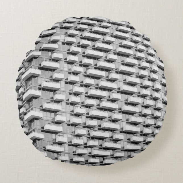 Gray concrete building round cushion (Front)