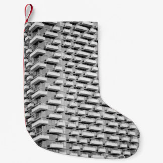 Gray concrete building small christmas stocking