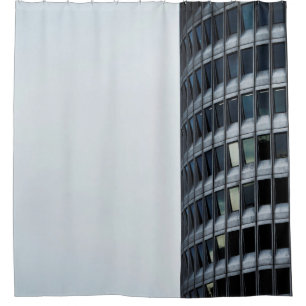 GRAY CONCRETE BUILDING UNDER WHITE SKY DURING DAYT SHOWER CURTAIN