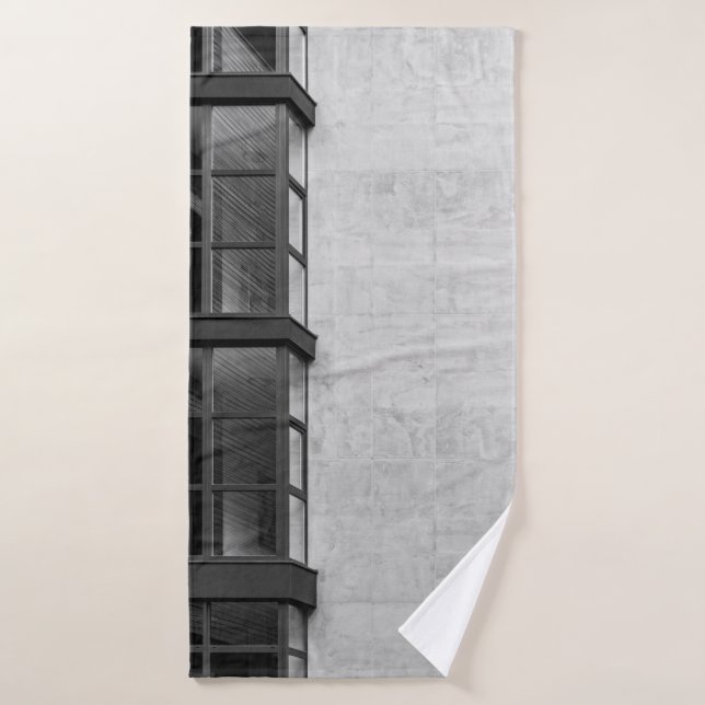 GRAY CONCRETE BUILDING WITH GLASS WINDOW BATH TOWEL (Bath Towel)