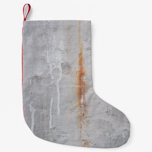 Gray concrete wall small christmas stocking (Front)