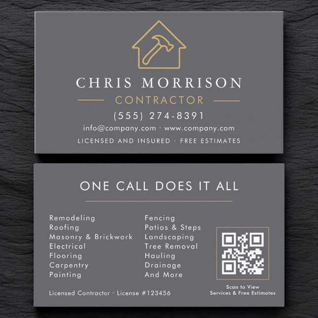 Gray Construction Company QR Code Business Card (Creator Uploaded)