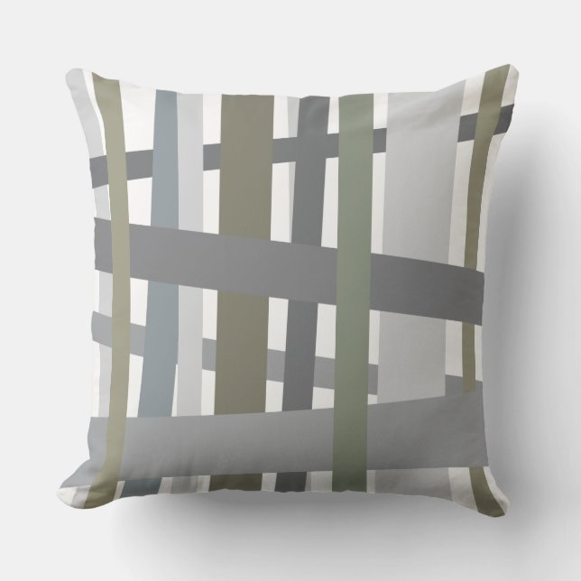 GRAY CRAZY LINES DESIGN Retro Throw Pillow (Front)