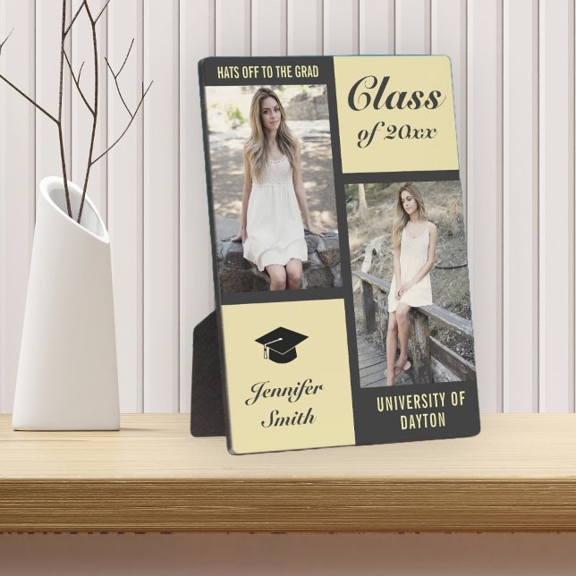 Gray Cream Modern Photo Graduation Plaque (Creator Uploaded)