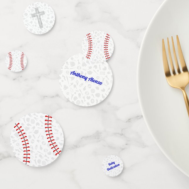 Gray Cross Baseball Baby Dedication Party  Confetti (Creator Uploaded)