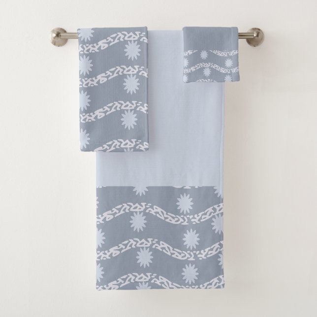 Gray Curve & Floral  Bath Towel Set (Insitu)