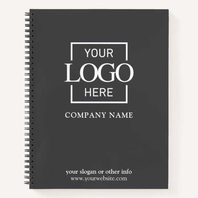 Gray Custom Business Logo Promotional Branding Notebook (Front)