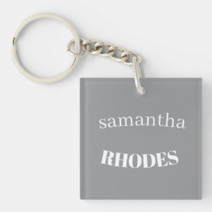 Gray custom monogram minimalist key ring