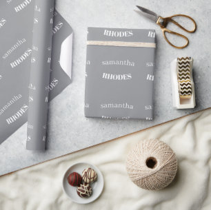 Gray custom monogram minimalist wrapping paper