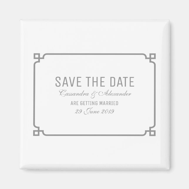 Gray Deco Chic Save the Date Magnet (Front)