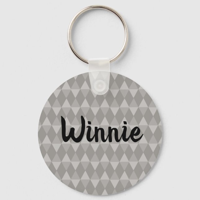 Gray Diamond Pattern Key Ring (Front)