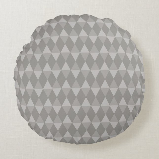 Gray Diamond Pattern Round Cushion (Front)