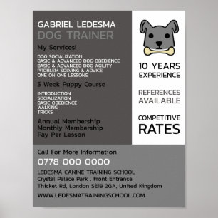Gray Dog, Dog Trainer Advertising Poster