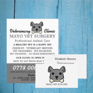 Gray Dog, Veterinarian, Veterinary Service Business Card