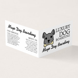 Gray Dog with Bone, Dog Boarding Detailed Business Card