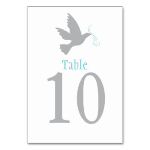 Gray dove bird wedding or occassion table number