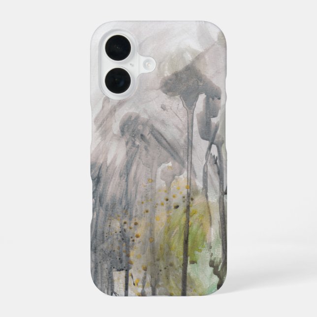 Gray Elegant Contemporary Abstract Design iPhone 16 Case (Back)