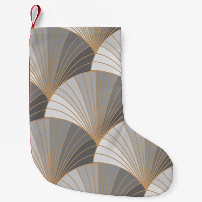 Gray elements with gold outline. seamless pattern. small christmas stocking (Front)
