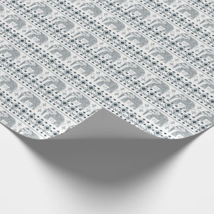 Gray Elephant Design Wrapping Paper