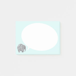 Gray Elephant with Speech Bubble on Ice Blue Post-it Notes